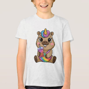 Capybara Enhörning Flotte Njutande av Bubbel Tea u T Shirt