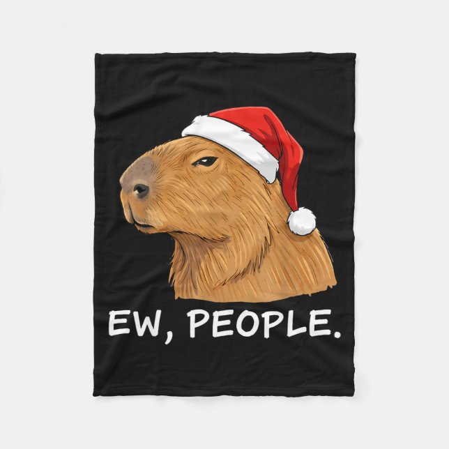 Capybara Ew People Christmas Funny Sarcastic Humor Fleecefilt (Framsidan)