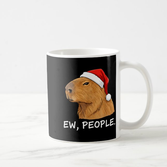 Capybara Ew People Christmas Funny Sarcastic Humor Kaffemugg (Höger)