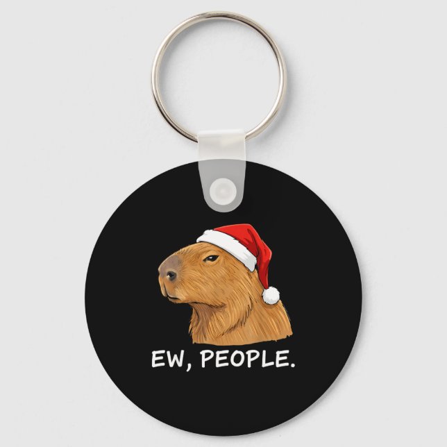 Capybara Ew People Christmas Funny Sarcastic Humor Nyckelring (Framsida)