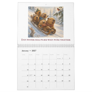 Capybara Familj 2027 Kalender – Söta Djurillustrat