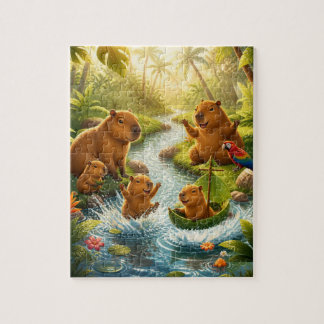 Capybara Familj Flodäventyr Pussel