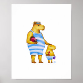 Capybara Far och Son 8 x 10 Skriv ut Poster