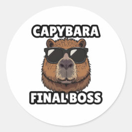 Capybara Final Boss Art Sticker Runt Klistermärke