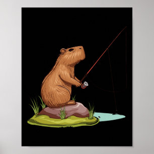 Capybara Fishing Poster