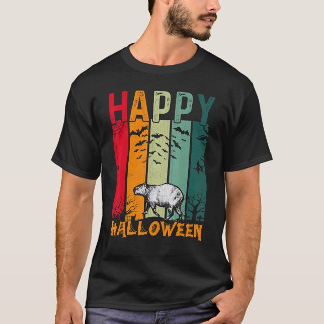 Capybara   Flickor Pojkar Retro Stil Halloween Mid T Shirt (Framsida)