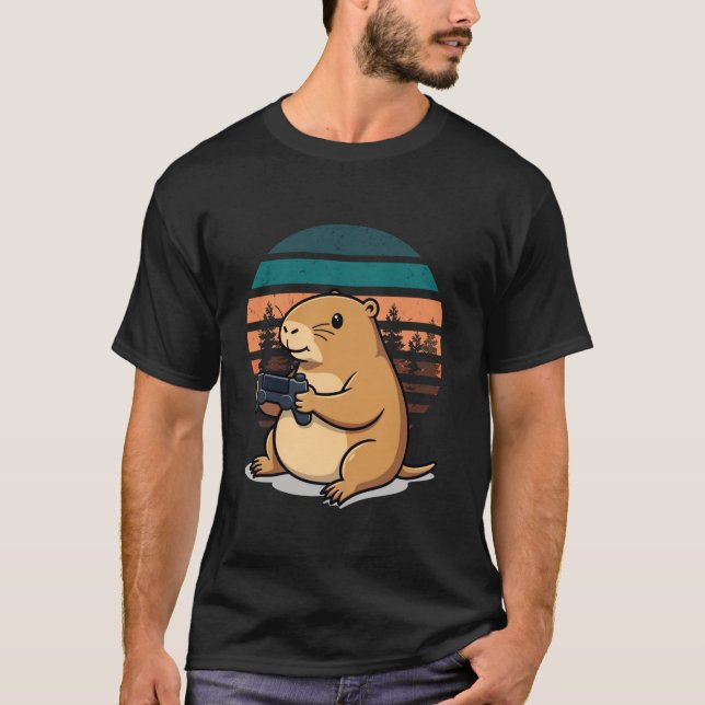 Capybara Funny Retro Video Games för barn Manar Wo T Shirt (Framsida)