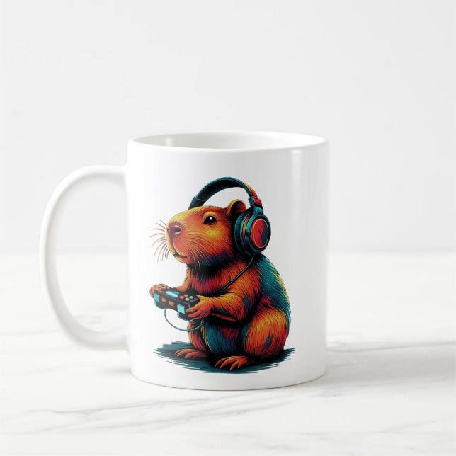 Capybara Funny Video Games Capybara Kaffemugg (Vänster)