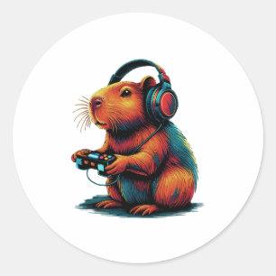 Capybara Funny Video Games Capybara Runt Klistermärke