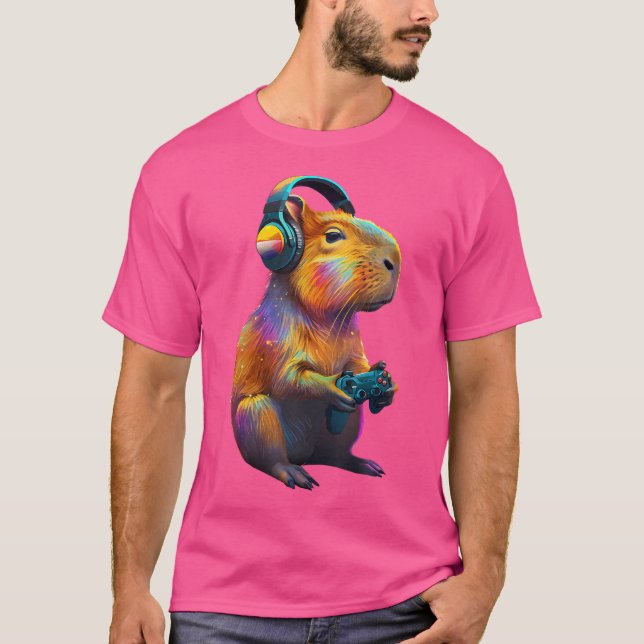 Capybara Funny Video Games Capybara T Shirt (Framsida)