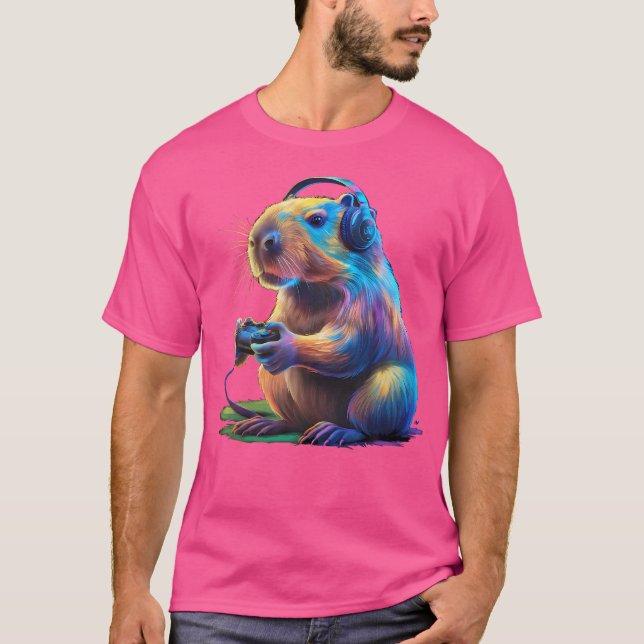 Capybara Funny Video Games Capybara T Shirt (Framsida)