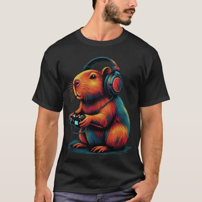 Capybara Funny Video Games Capybara T Shirt (Framsida)