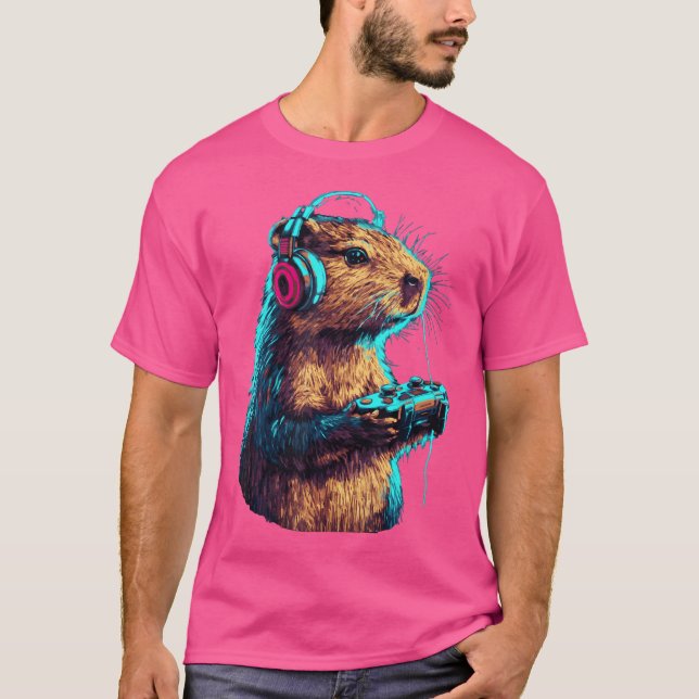 Capybara Funny Video Games Capybara T Shirt (Framsida)