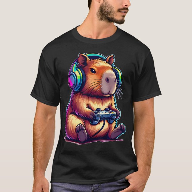 Capybara Funny Video Games Lover Capybara Console  T Shirt (Framsida)