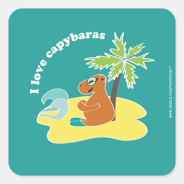 Capybara Fyrkantigt Klistermärke (Framsida)
