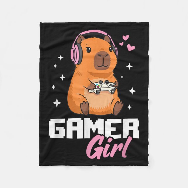 Capybara Gamer Girl Gaming  Fleecefilt (Framsidan)