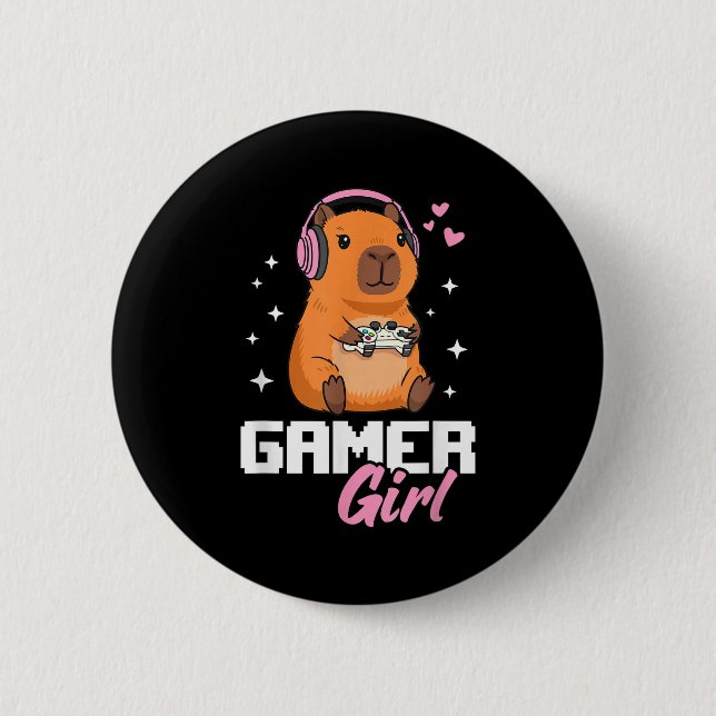 Capybara Gamer Girl Gaming  Knapp (Framsida)