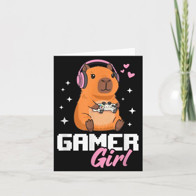 Capybara Gamer Girl Gaming  Kort (Framsida)