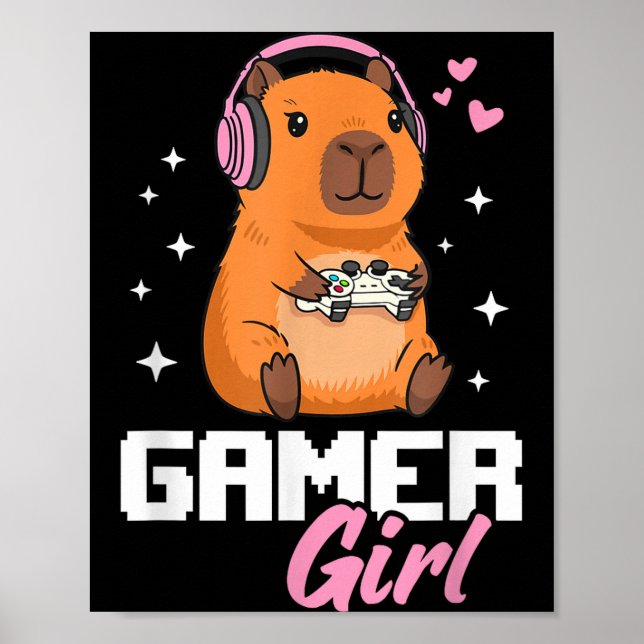 Capybara Gamer Girl Gaming  Poster (Framsidan)