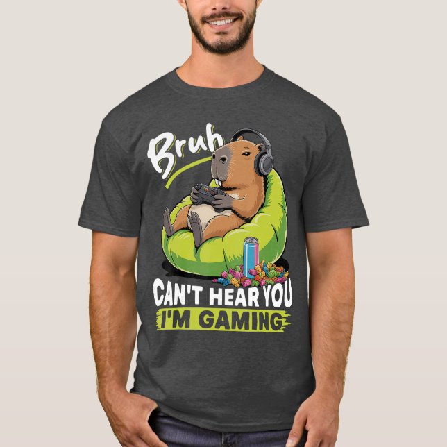 Capybara Gamer Spelpresent T Shirt (Framsida)