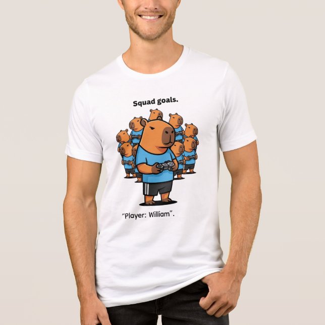 Capybara Gamer T-Shirt _ Custom Name (Framsida)