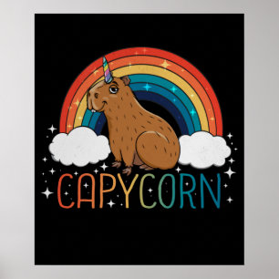Capybara Gift Girls Unicorn Rainbow Capybara Poster