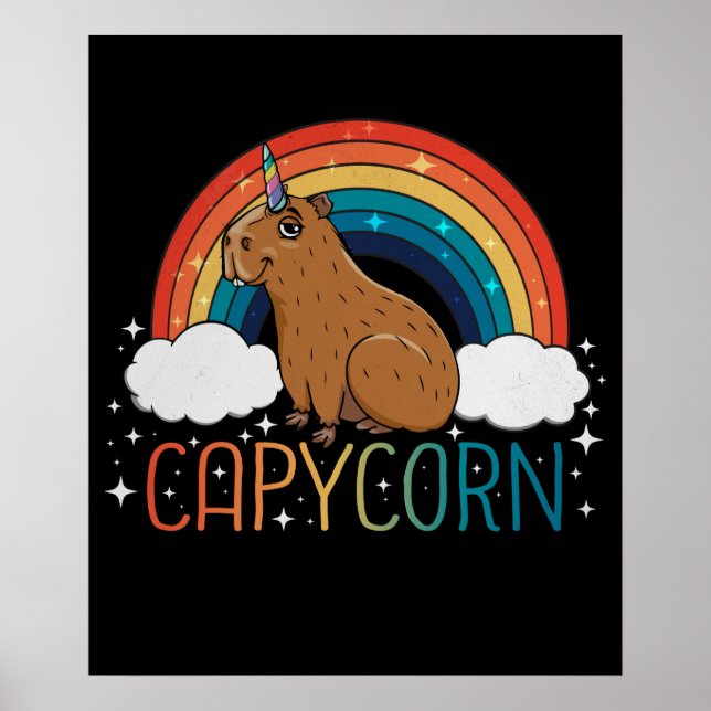 Capybara Gift Girls Unicorn Rainbow Capybara Poster (Framsidan)