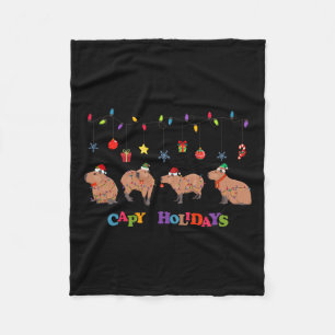 Capybara God jul Capybaras Älskare Funny Cap Fleecefilt
