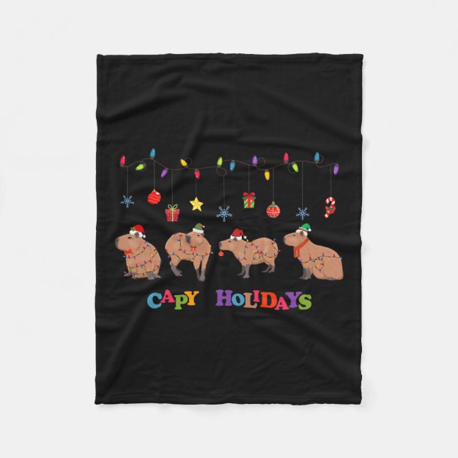 Capybara God jul Capybaras Älskare Funny Cap Fleecefilt (Framsidan)