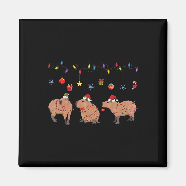 Capybara God jul Capybaras Älskare Funny Cap Magnet (Framsidan)