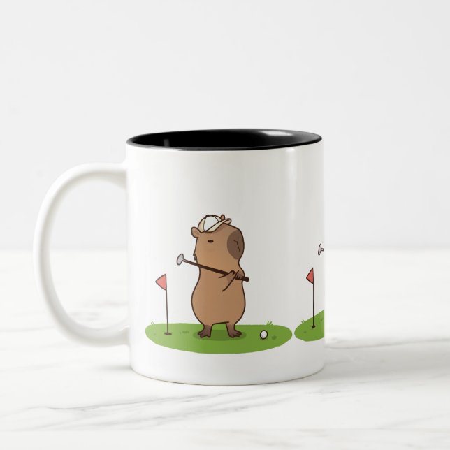 Capybara Golf Mugg | Funny Golfer Coffee Kopp (Vänster)