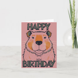 Capybara Grattis på födelsedagen Rosa Retro Helgkort
