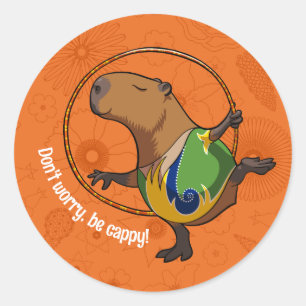 Capybara Gymnast Gymnastik Fan Söt Djur Konst Runt Klistermärke