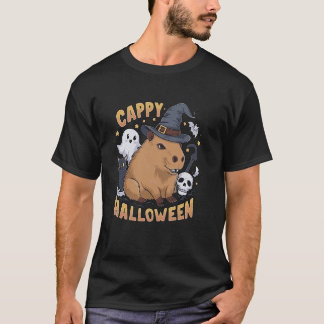 Capybara Halloween Cowboy T Shirt (Framsida)