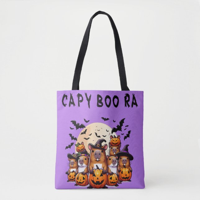 Capybara Halloween Tote Bag Tygkasse (Framsida)