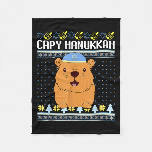 Capybara Hanukkah Capy Hanukkah Chanukah Jewish Ki Fleecefilt (Framsidan)