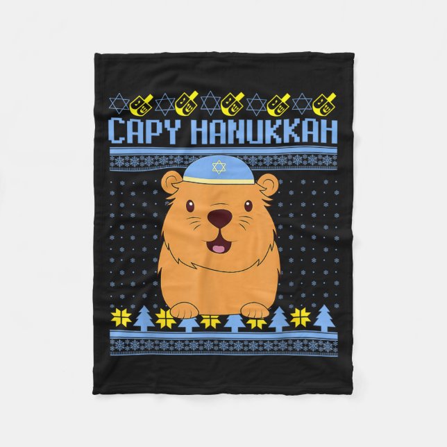 Capybara Hanukkah Capy Hanukkah Chanukah Jewish Ki Fleecefilt (Framsidan)