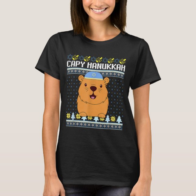 Capybara Hanukkah Capy Hanukkah Chanukah Jewish Ki T Shirt (Framsida)