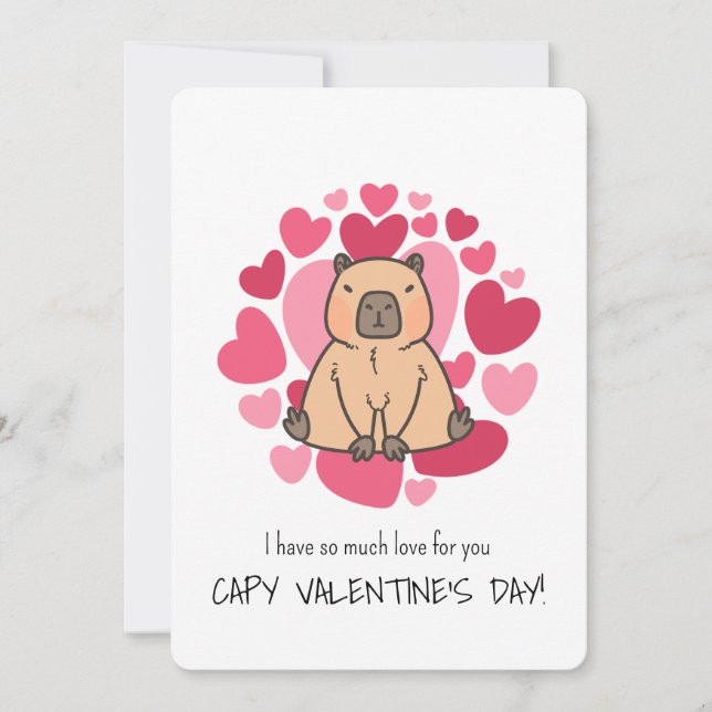 Capybara har så mycket kärlek Capy Valentine Day Inbjudningar (Framsida)