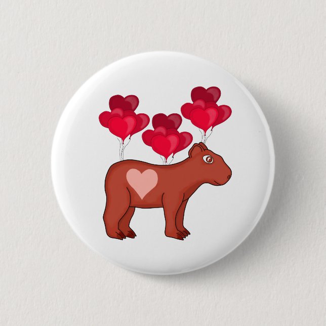 Capybara Hearts Kärlek Knapp (Framsida)