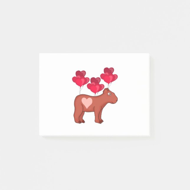 Capybara Hearts Kärlek Post-it Block (Framsida)