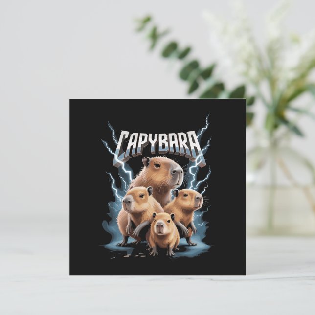 Capybara Heavy Metal Jul Roliga Högtidsgåvor Julkort (Stående Fram)