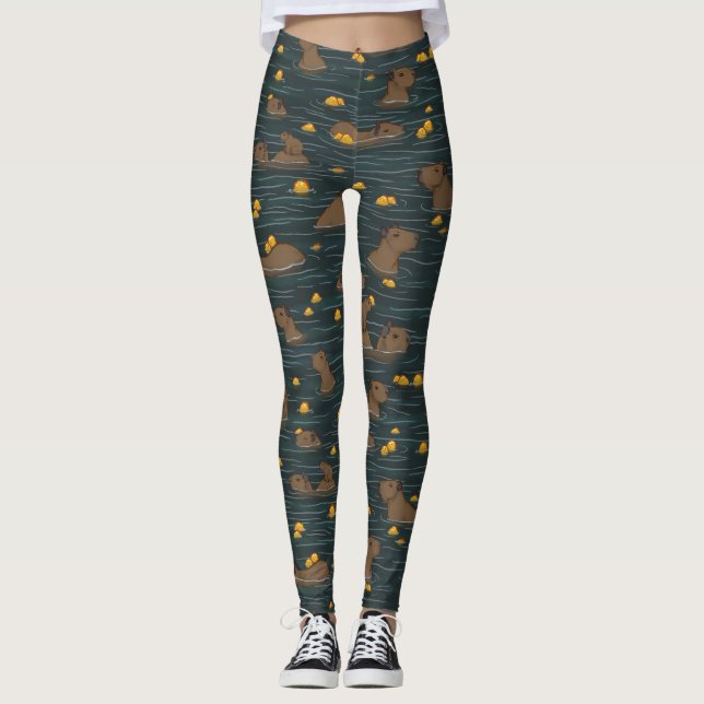 Capybara Hett Tub med Yuzu Fruit  Leggings (Framsida)