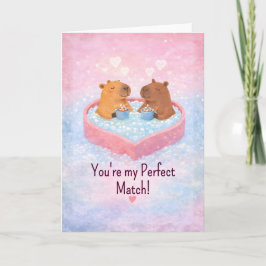 Capybara Hot-Tub Love cute Valentine Helgkort