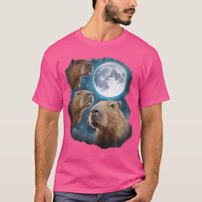 Capybara Howling vid Måne T Shirt (Framsida)