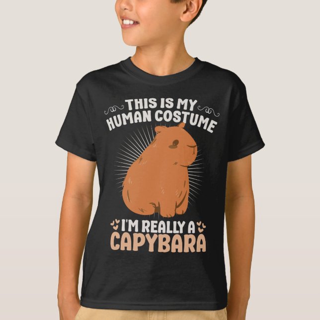 Capybara Human Costume Funny Halloween T Shirt (Framsida)