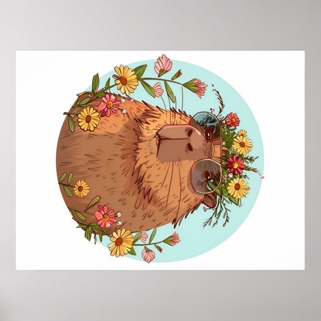 Capybara i solglasögon Summertime Poster (Framsidan)