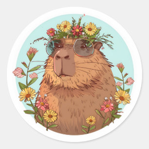 Capybara i solglasögon Summertime Runt Klistermärke