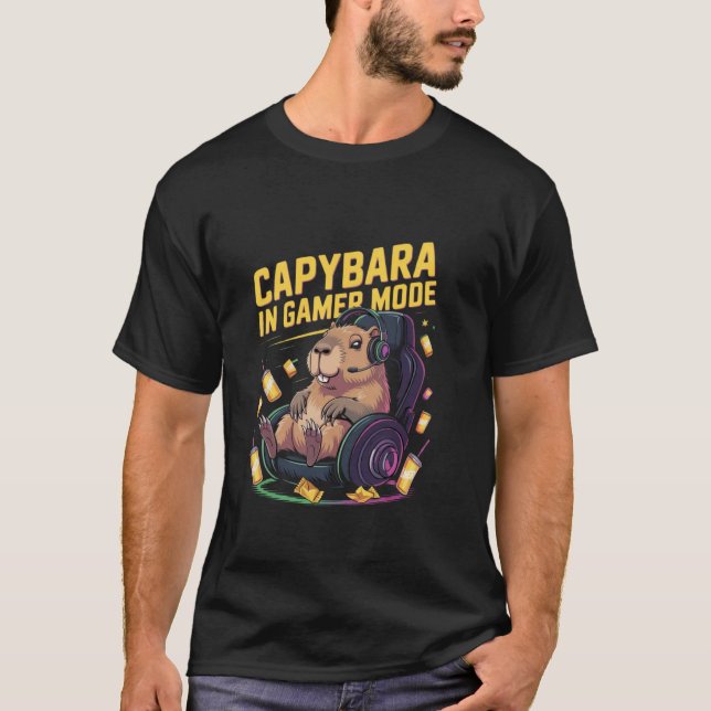 Capybara i spelarläge Videokamera Capybara Saker T Shirt (Framsida)