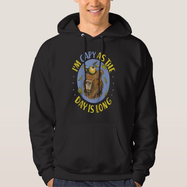 Capybara I'm Capy As The Day Is Long Raglan Baseba Hoodie (Framsida)